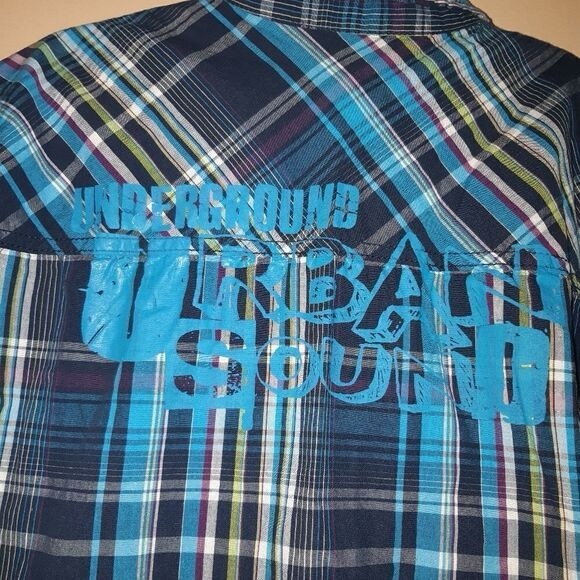 Boys Cherokee Blue Plaid Short Sleeve Shirt - Picture 4 of 6